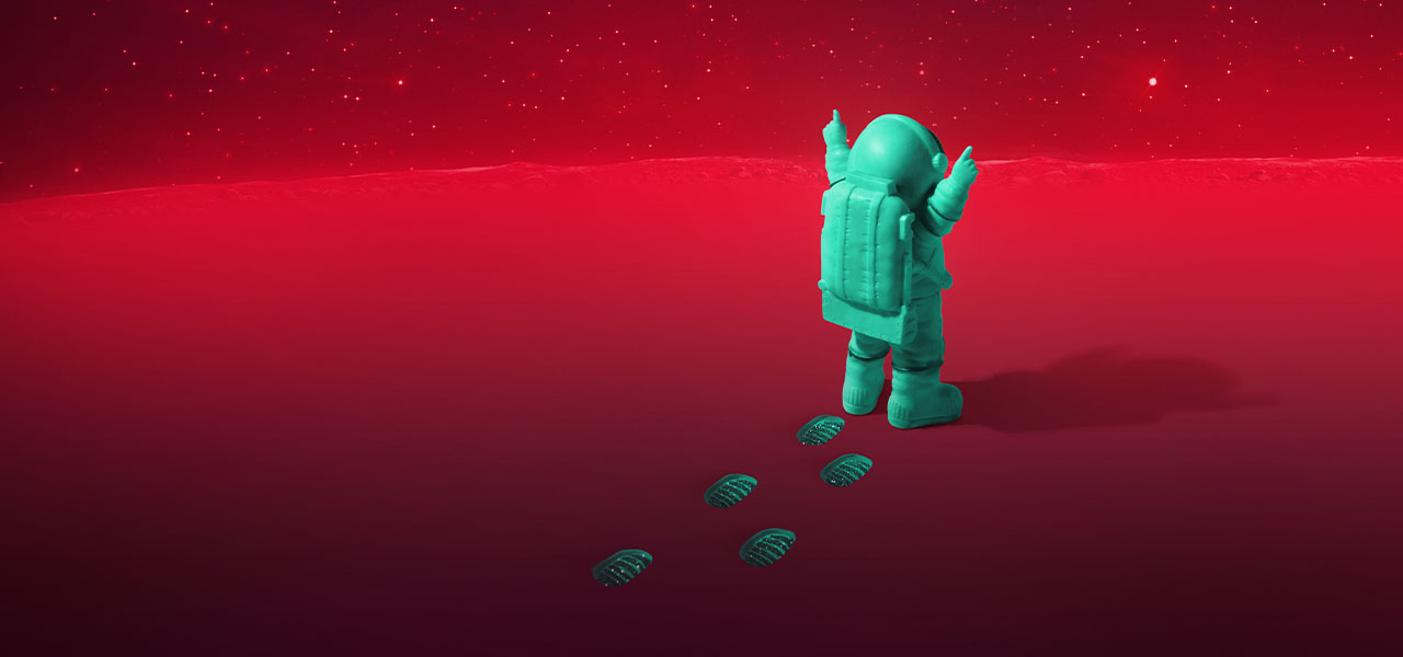 Astronaut auf rotem Planeten